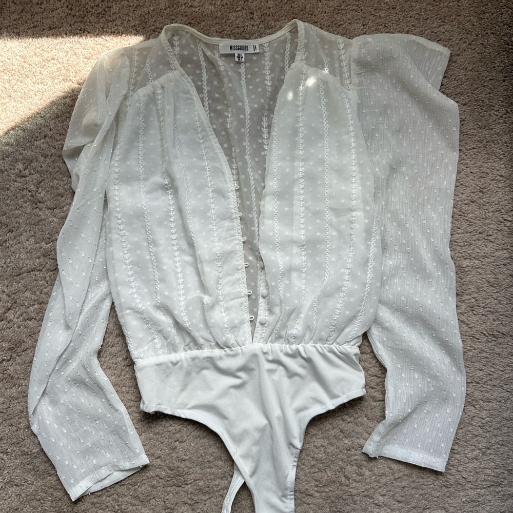 Elegant White Sheer Bodysuit